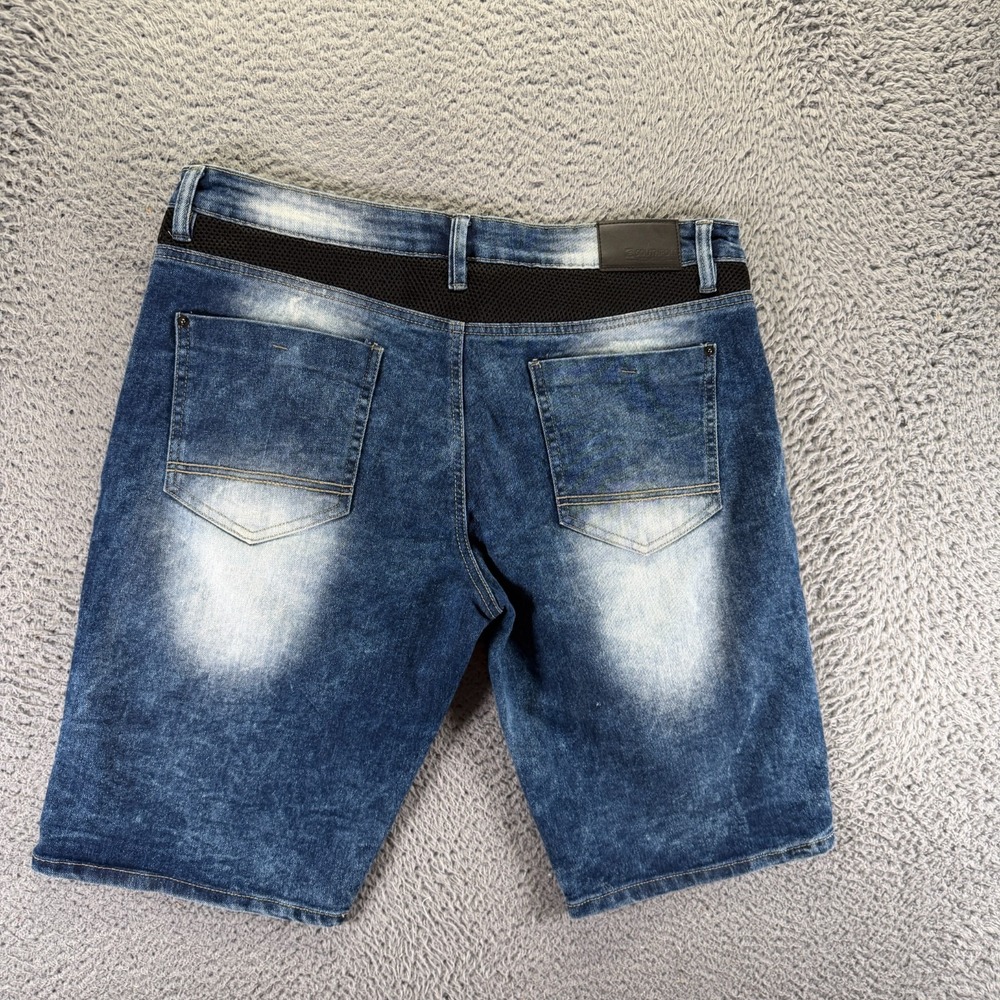 Vintage Southpole Shorts Mens 34 Blue Cotton Denim Bermuda Faded Biker Stretch - Picture 4 of 11